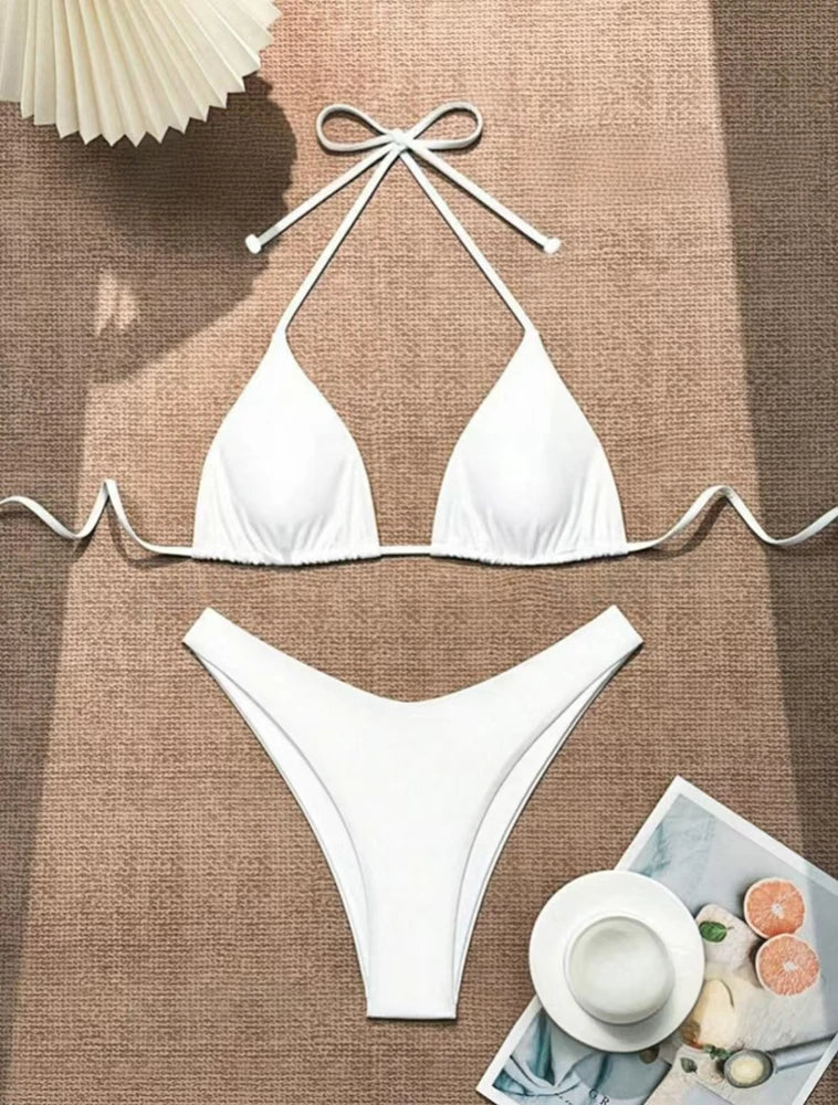 Solid Halter Tie Bikini
