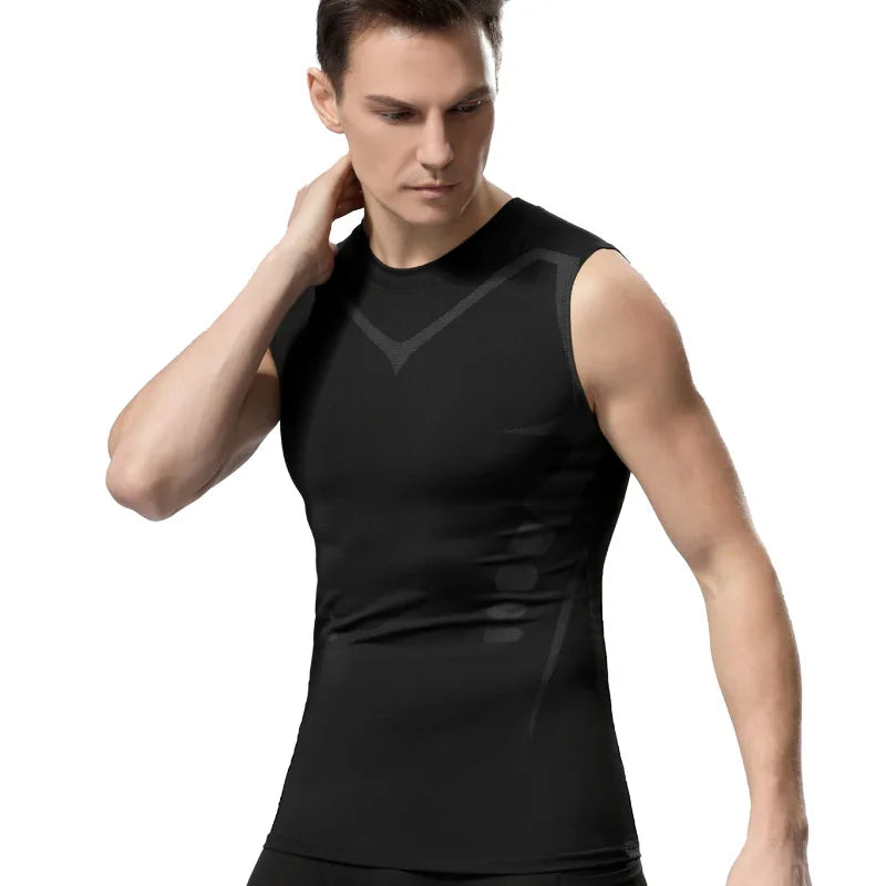 Men's Sleeveless Training Tank Top with Contrast Seam Details