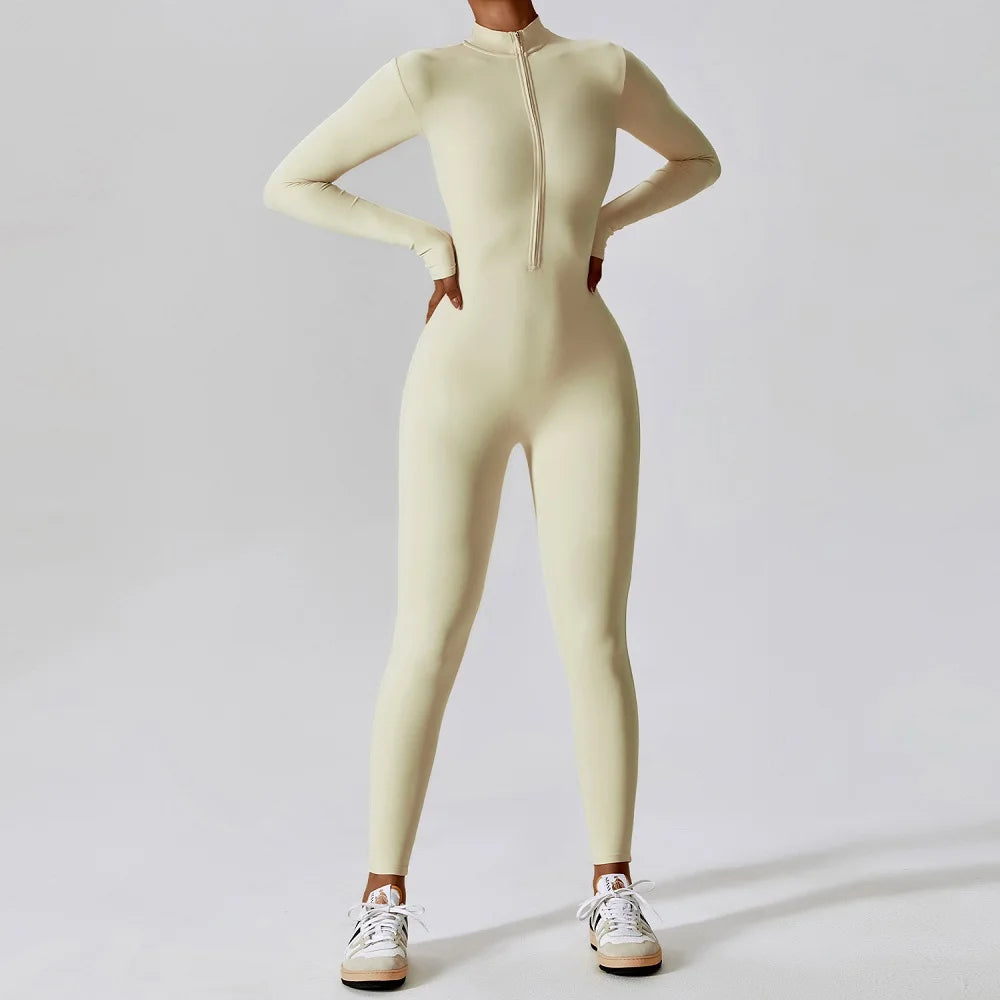 Women's Zip-Front Short-Sleeve Workout Romper