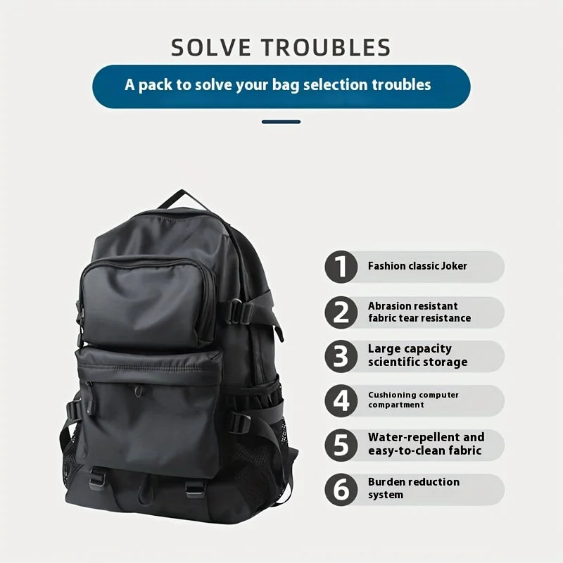 Travel Backpack with Front Pockets and Side Strap Details for Daily Carry