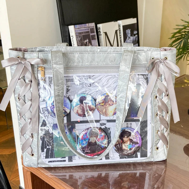 Decorative Display Tote Bag with Transparent Front Pocket