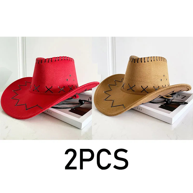 Wide Brim Cowboy Hat with Decorative Edge Stitching
