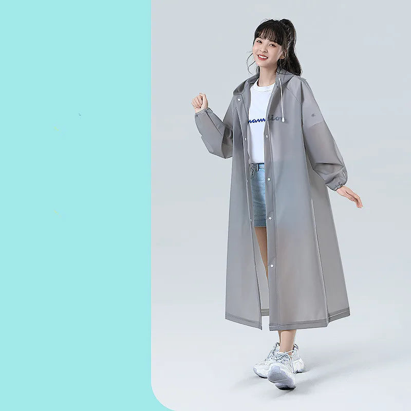 Long Hooded Front Opening Jacket for Layering over Outfits