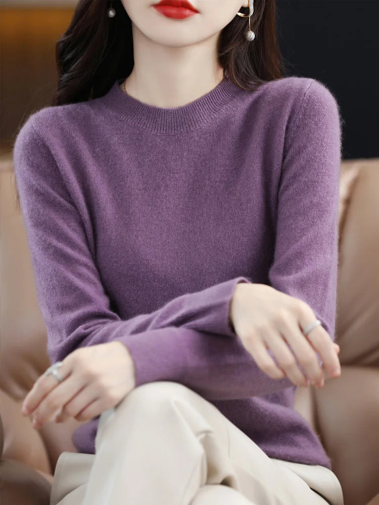 Women's Crew Neck Long Sleeve Sweater Casual Knit Layer