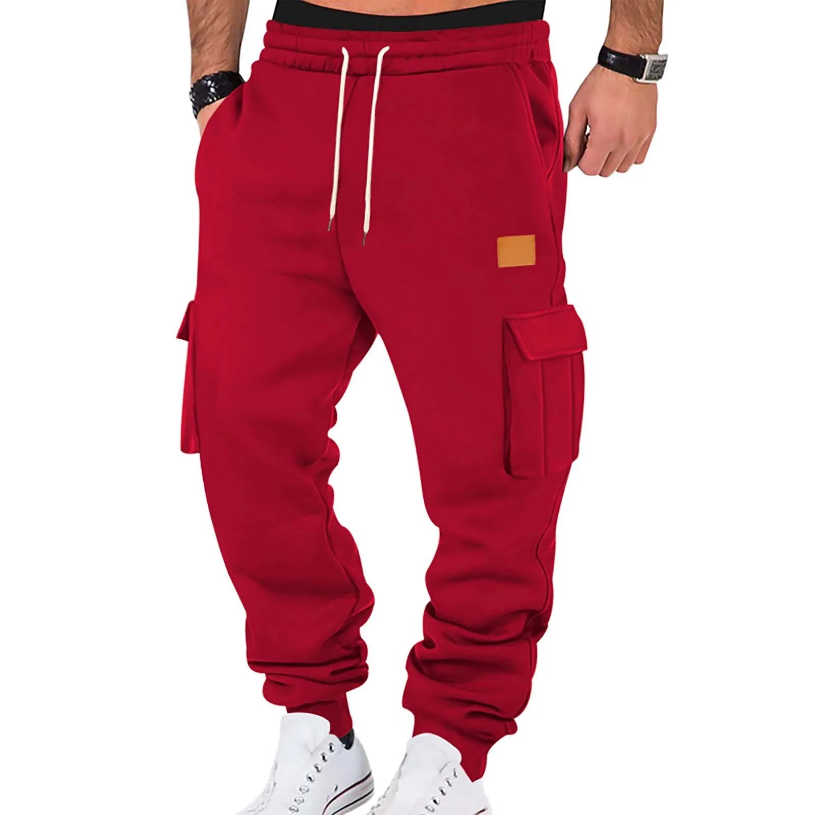 Men's Drawstring Cargo Jogger Pants with Ribbed Cuffs