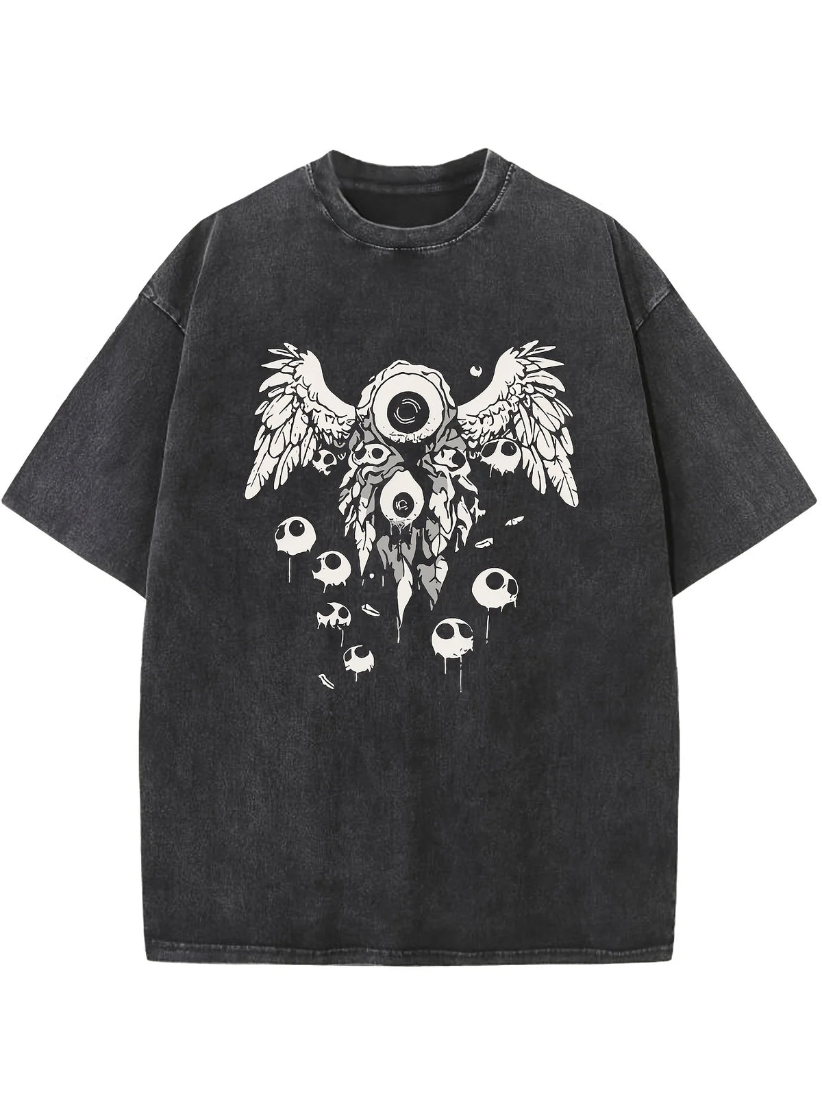 Retro Washed Pattern High-quality Cotton Men's T-shirt - Loose Fit Short Sleeved Round Neck Top