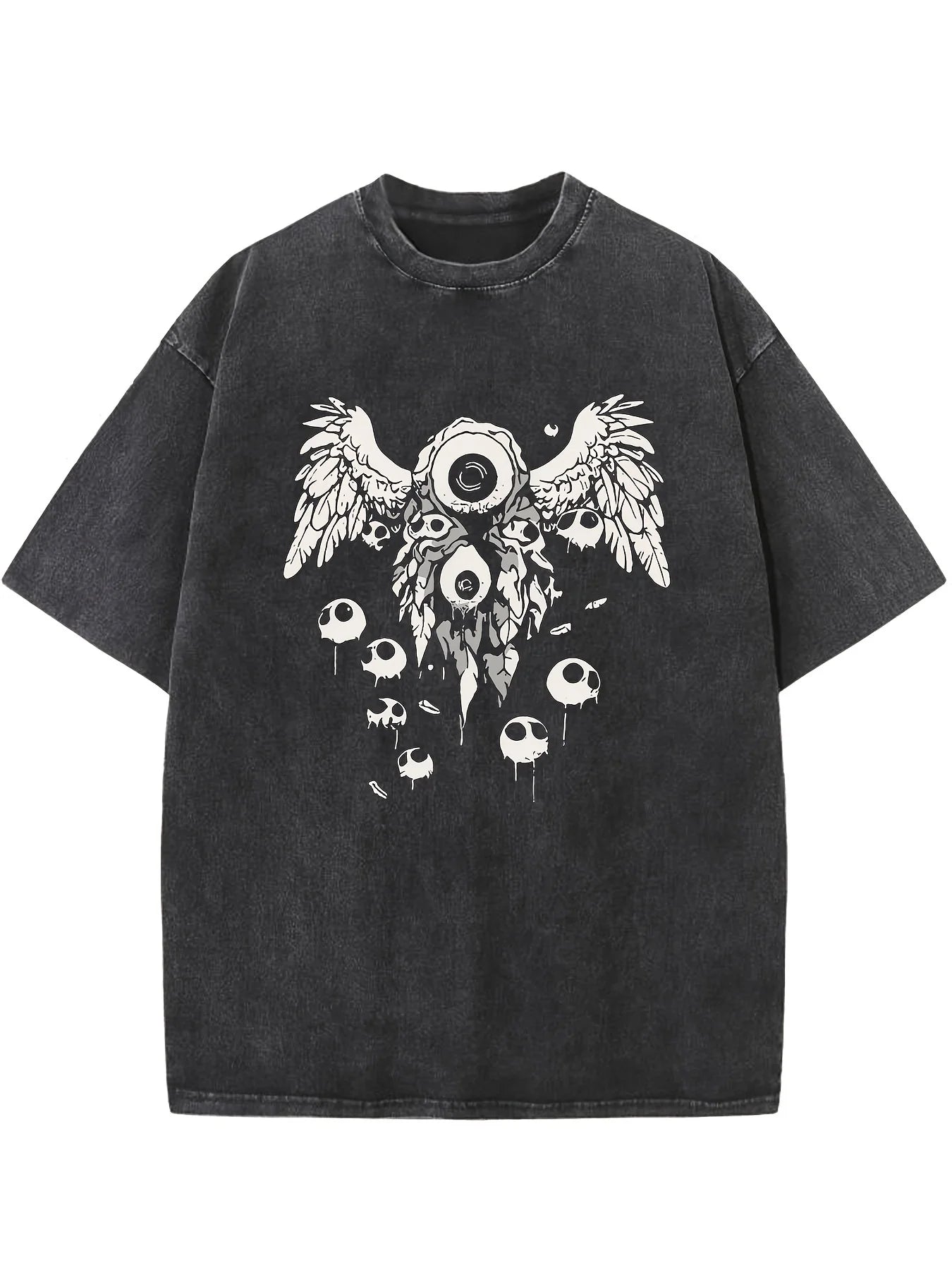 Retro Washed Pattern High-quality Cotton Men's T-shirt - Loose Fit Short Sleeved Round Neck Top