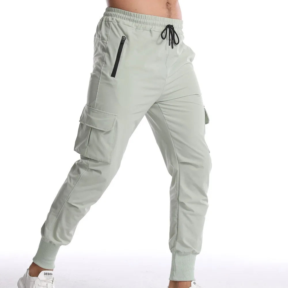 Men's Multi Pocket Drawstring Waist Casual Cargo Pants
