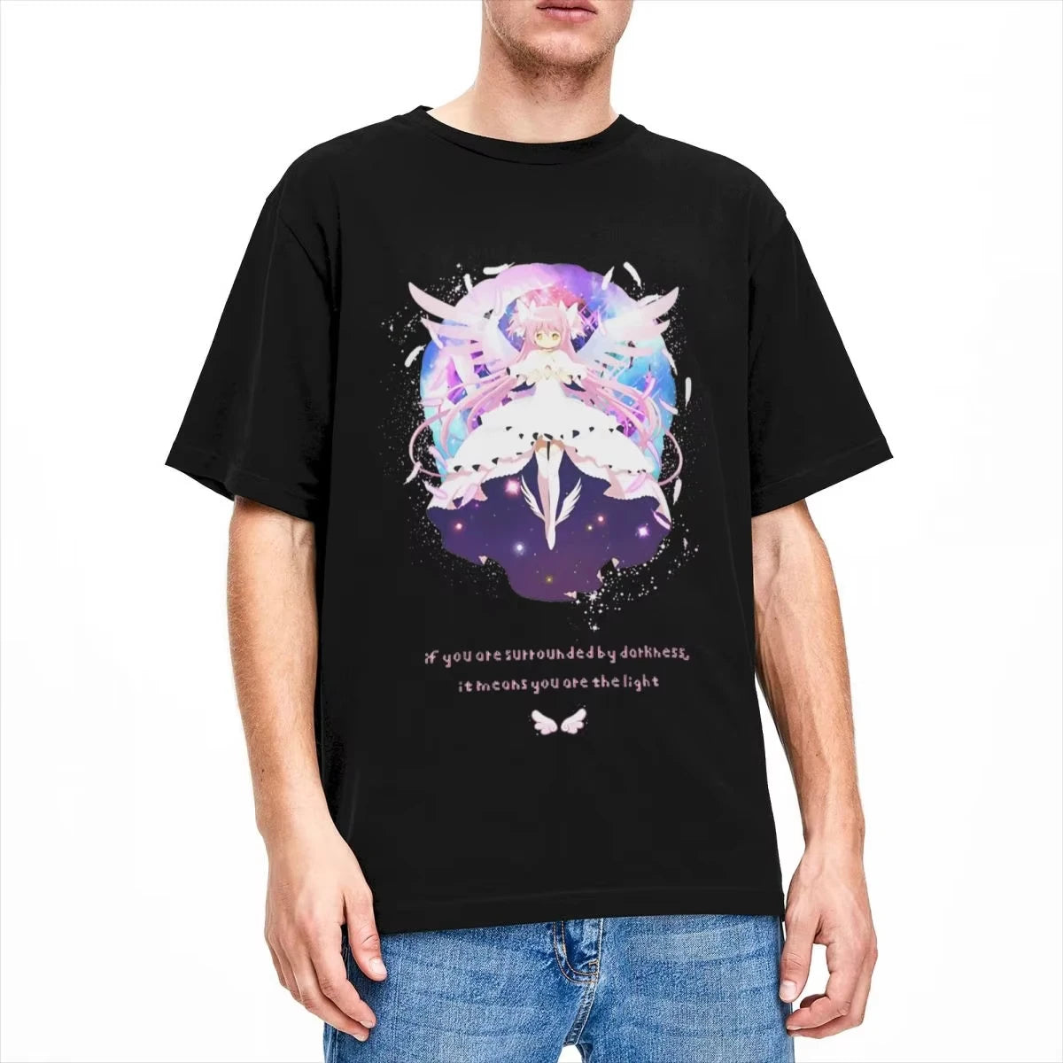 Vintage Madoka Magica Anime Print T-Shirt Soft Breathable Casual Comfortable Pure Cotton Unisex Tops