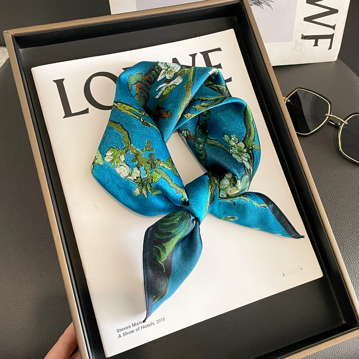 Printed Small Square Scarf for Neck and Hair Styling