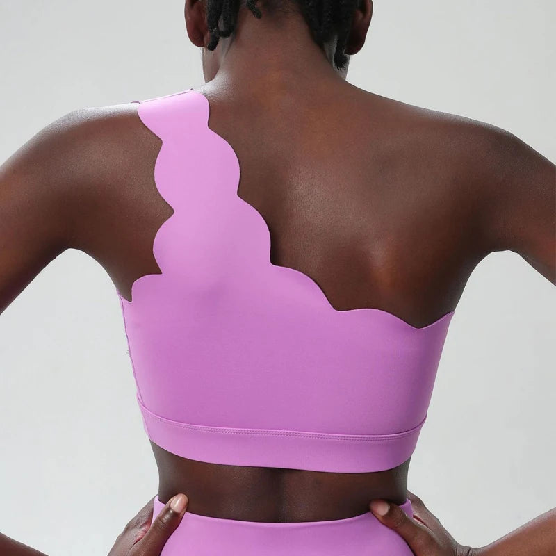 Women's Scalloped One Shoulder Sports Bra