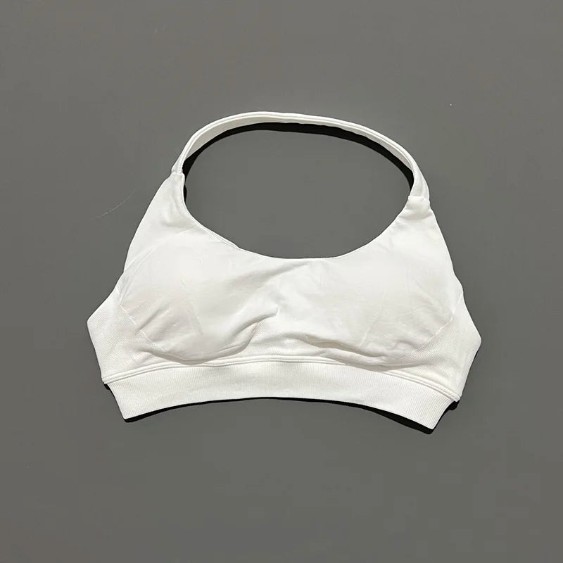 Women's Ruched Halter Neck Sports Bra