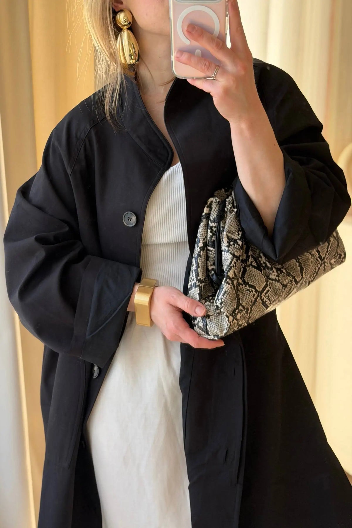 Women's Cotton-Lyocell Button-Front Trench Coat