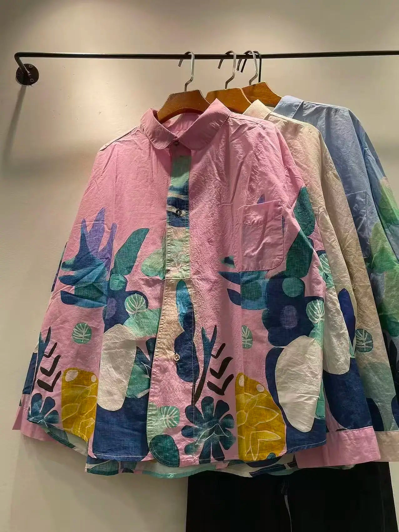 Women's Colourful Patchwork Print Long Sleeve Shirt