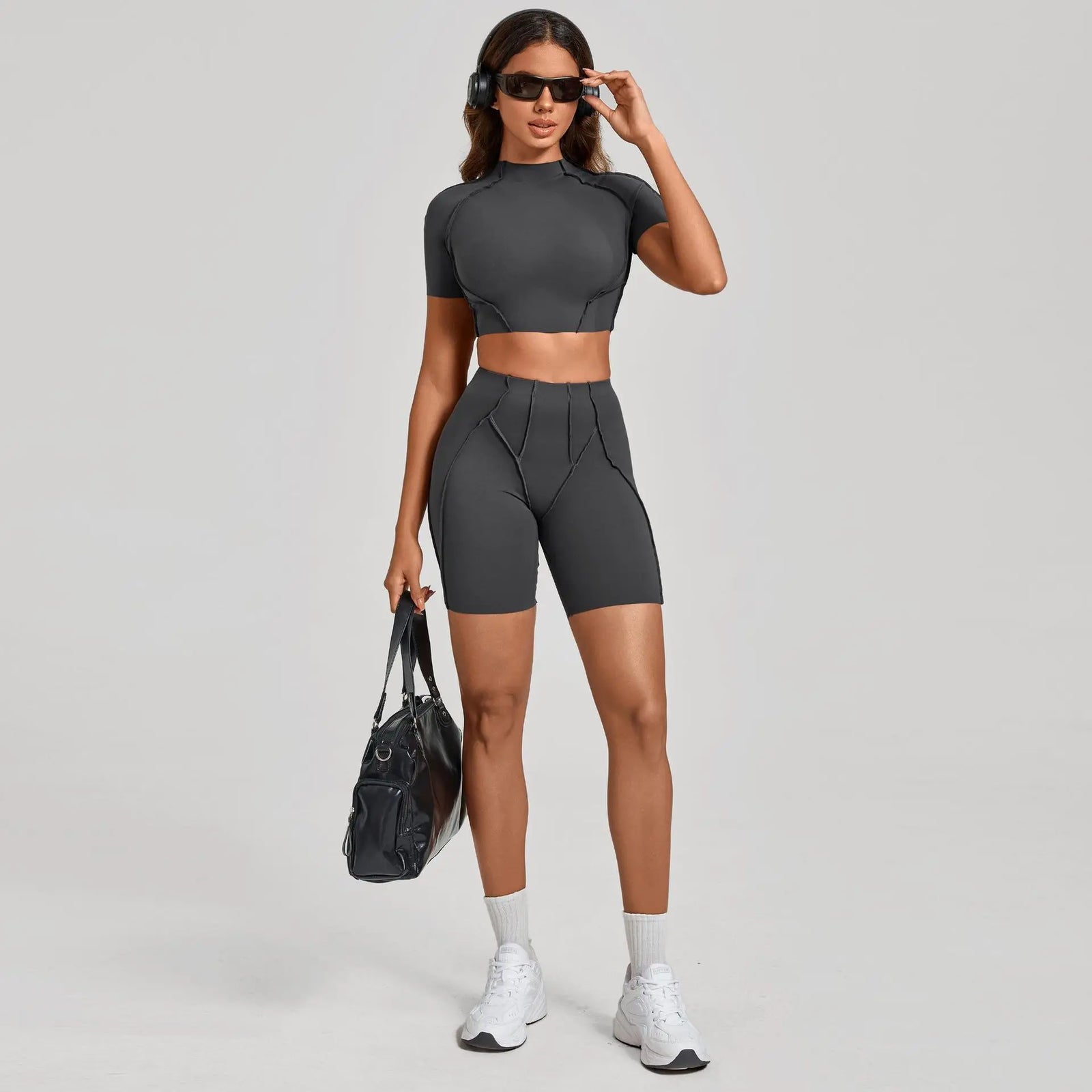 Women's Contrast Seam Bra And Leggings Yoga Set