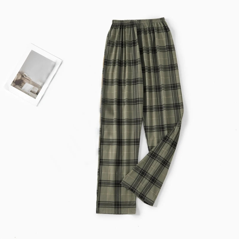 Men's Printed Elastic Waist Long Pajama Pants with Style Options