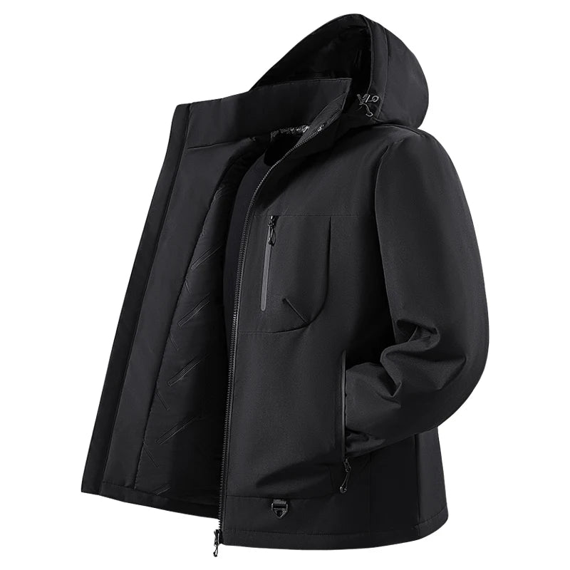 Hooded Long Sleeve Full Zip Outdoor Hiking Jacket with Pockets