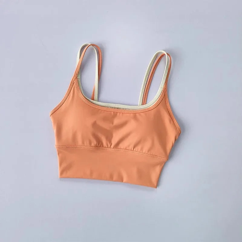 Women's Contrast Double Strap Cropped Tank Top