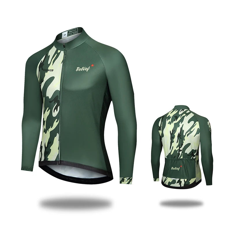 Mens Cycling Jersey Long Sleeve High Elastic for Spring Autumn Bike Riding and Outdoor Sports