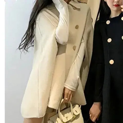 Double Breasted Button Front Cape for Layering over Outfits