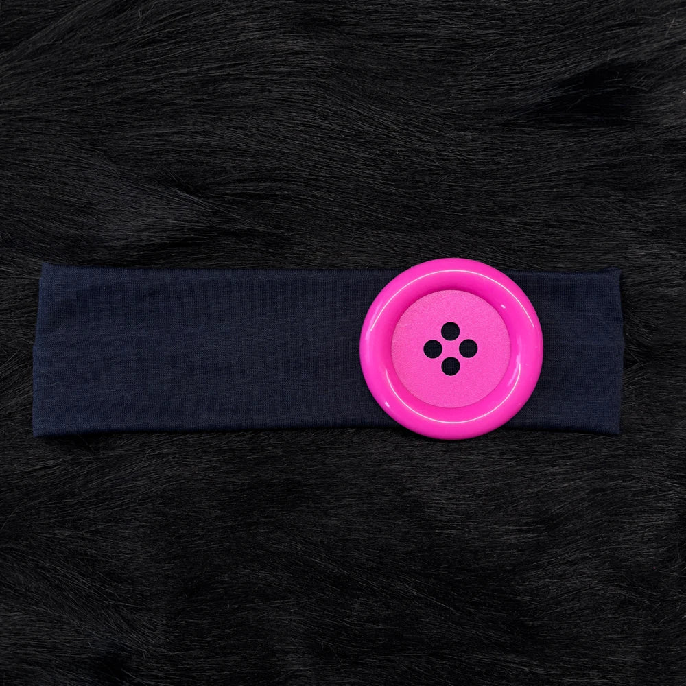 Polka Dot and Button Style Fabric Headband for Hair Styling