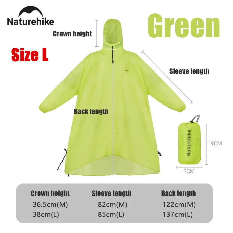 Hooded Outdoor Rain Poncho with Extended Hem and Sleeves