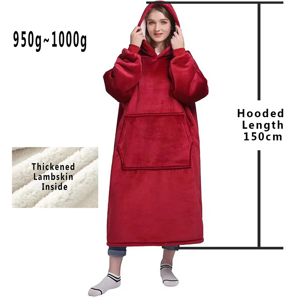 Oversized Fleece Blanket Hoodie with Original Long and Short Styles
