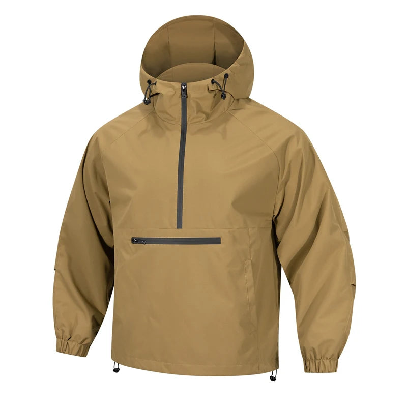 Hooded Half Zip Long Sleeve Casual Anorak Jacket