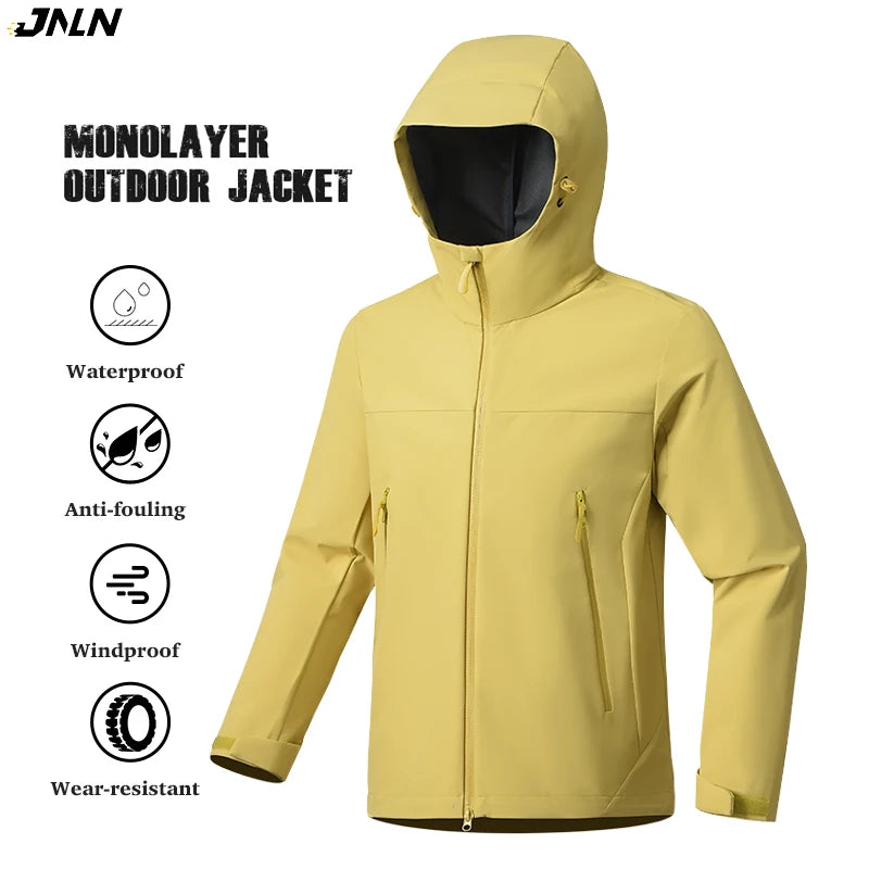 Hooded Long Sleeve Full Zip Outdoor Hiking Jacket with Pockets
