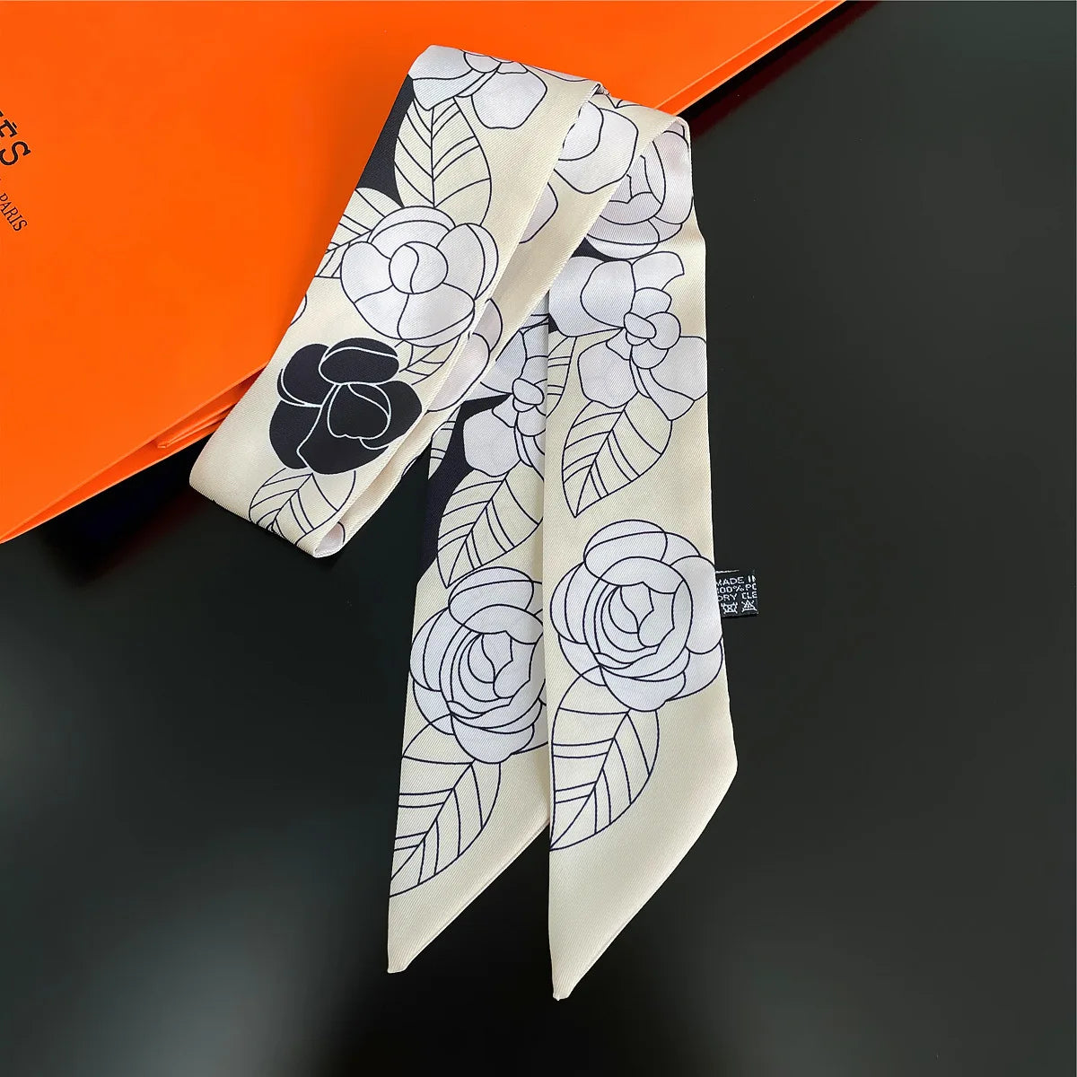 Horse Motif Skinny Scarf with Decorative Printed Patterns