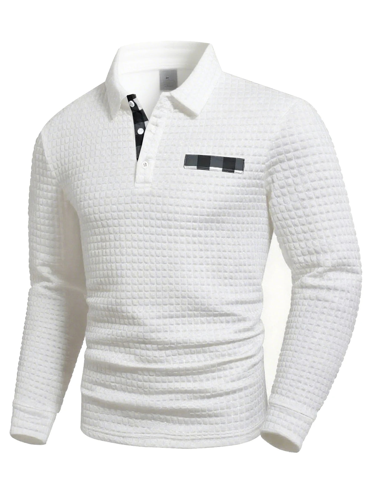 Men's Textured Polo Collar Long Sleeve Knit Sweater