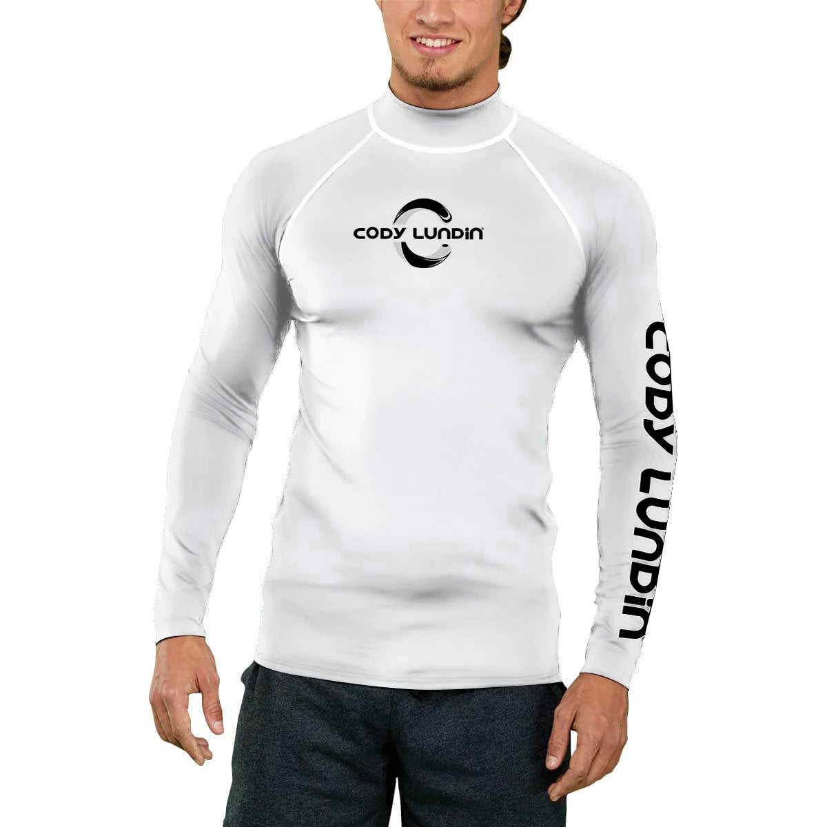 Graphic Long Sleeve Crew Neck Rash Guard Swim Top