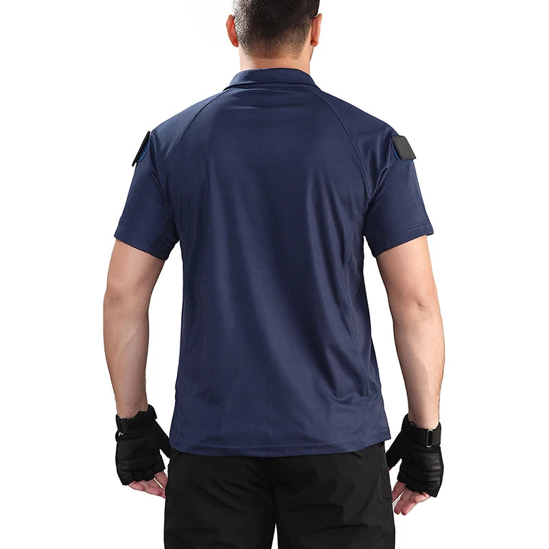Men's Short Sleeve Polo Shirts Summer Tactical Polo with Zip Pocket Outdoor Hiking Golf Shirt Big Plus Size USA Size