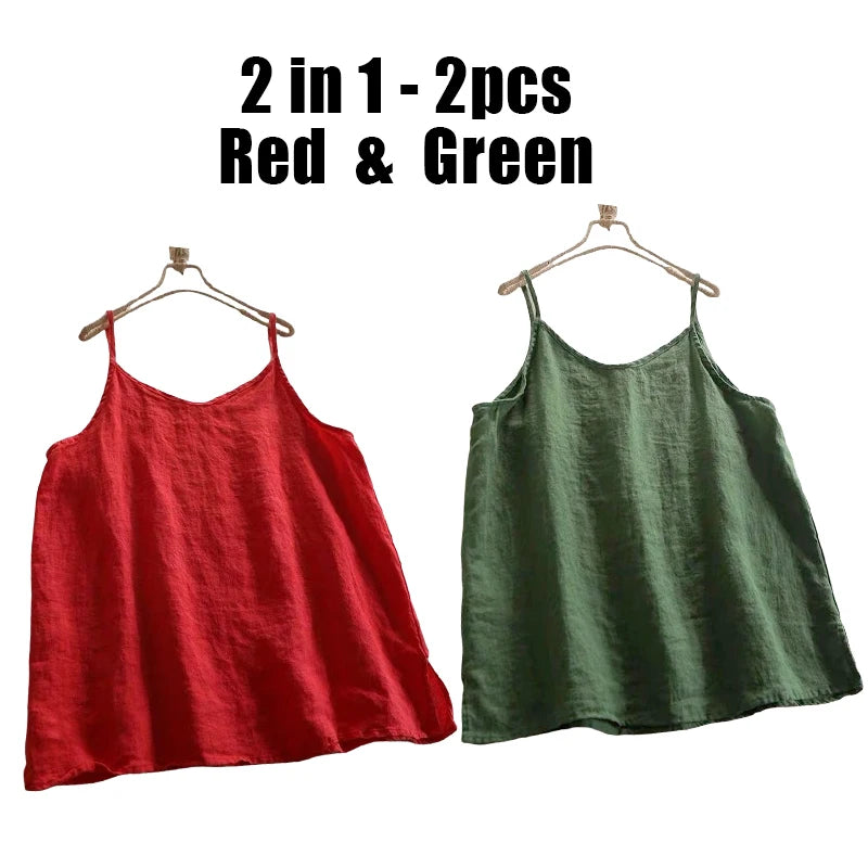 Women's Loose Polyester Camisole with Thin Straps and Single or Two Pack Options