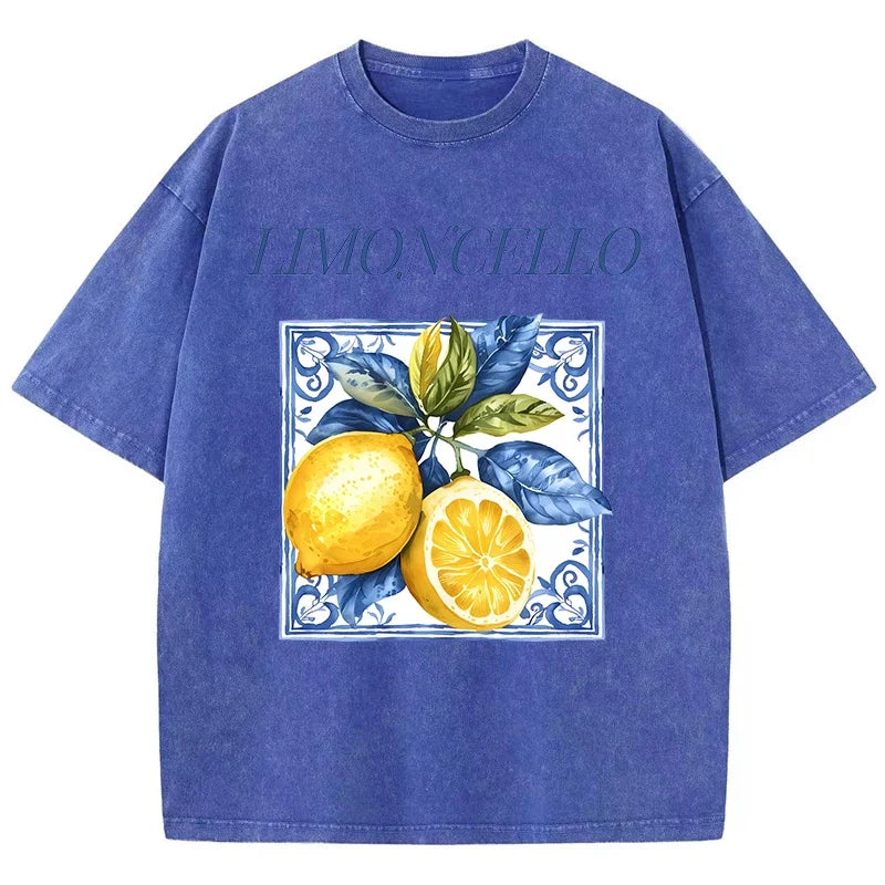 Printed Washed T-shirt Men's Cotton T-shirt Round Neck Comfortable Streetwear Men's Casual Summer Wear