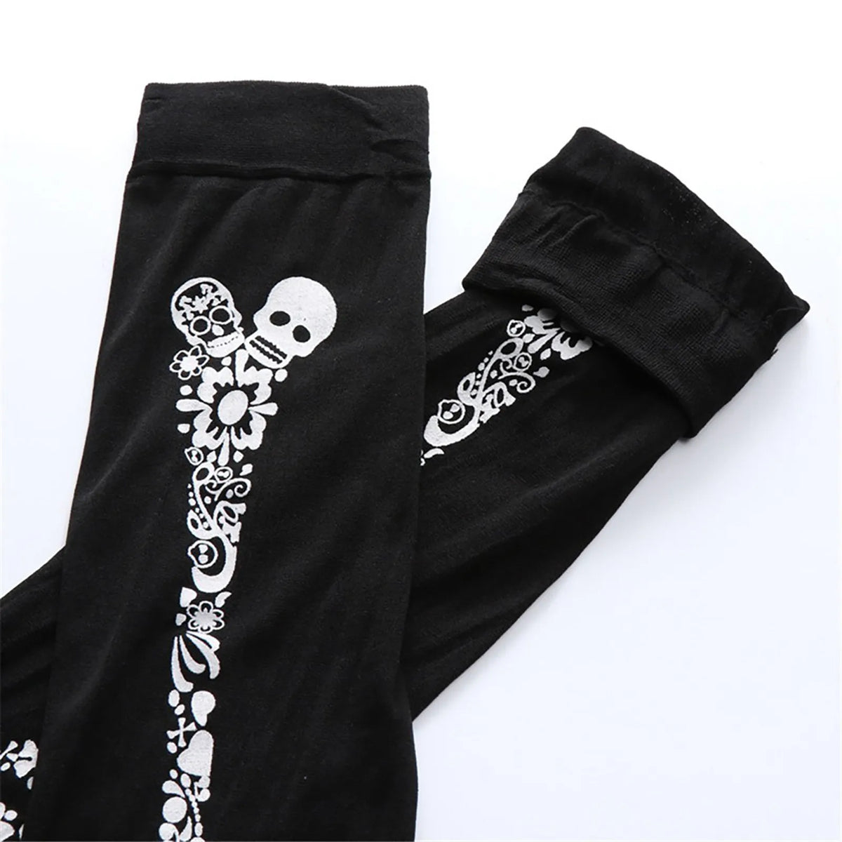 Patterned Knee High Stockings with Bat and Spiderweb Designs
