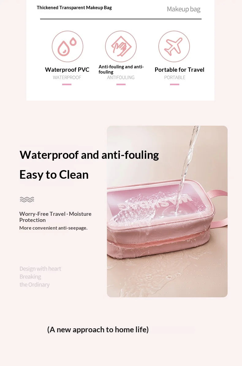 Translucent Toiletry Pouch with Zipper and Original Size Options