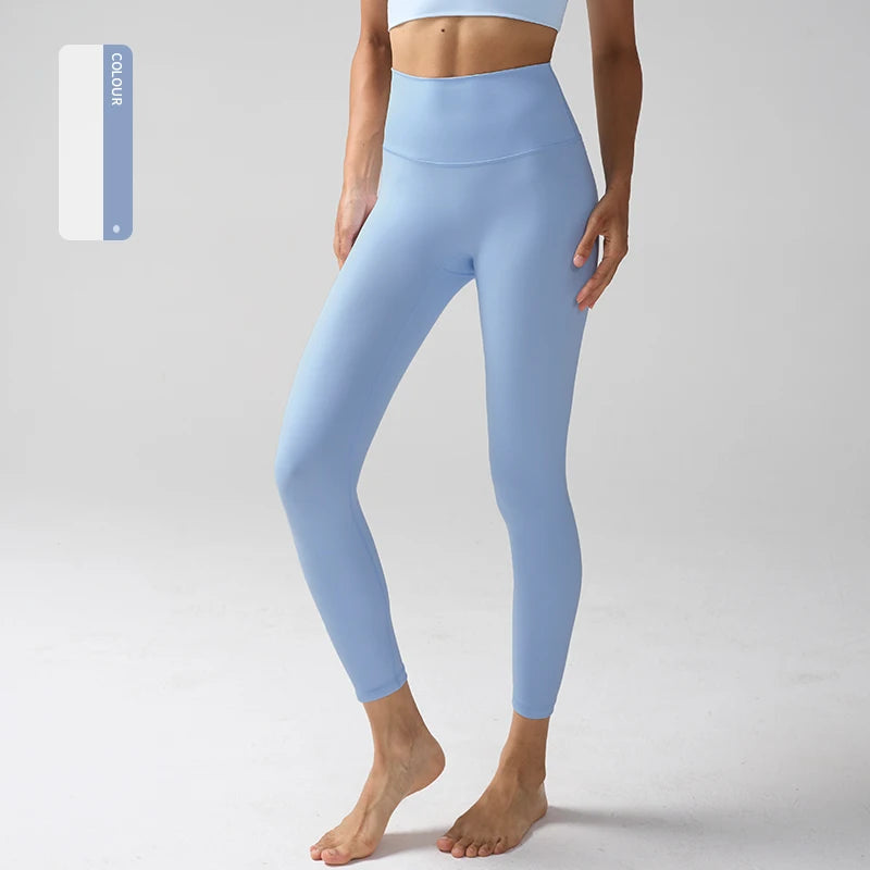Women's High-Waist Nylon-Elastane Stretch Ankle-Length Yoga Leggings