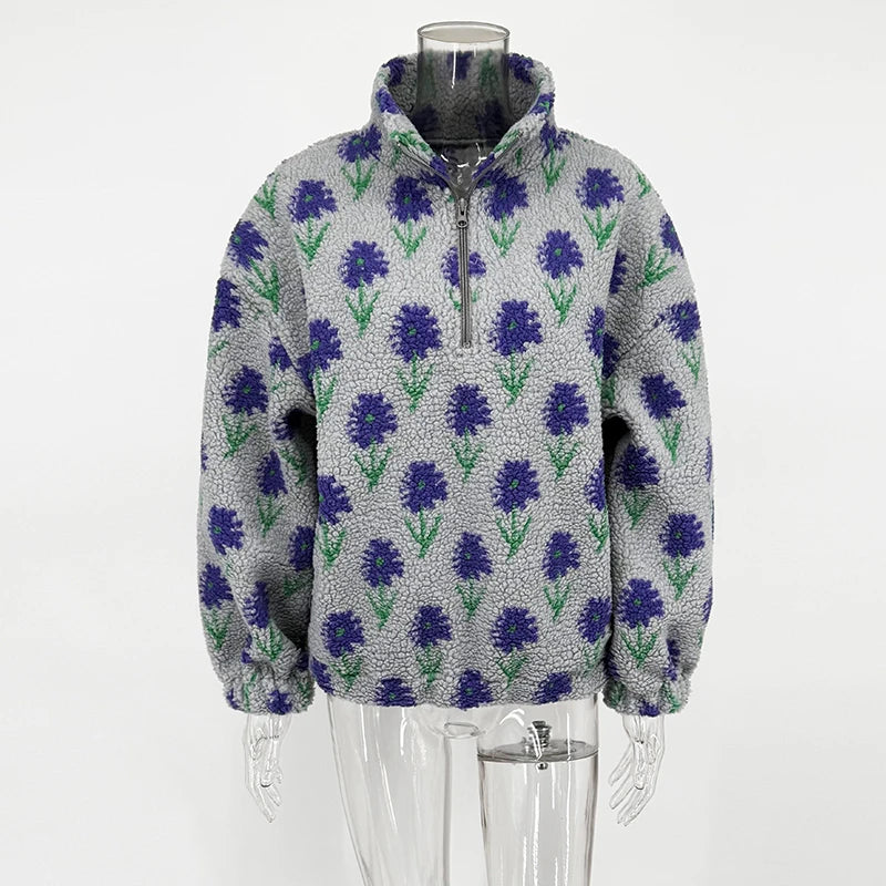 Floral Long Sleeve Pullover Casual Sweatshirt for Layering