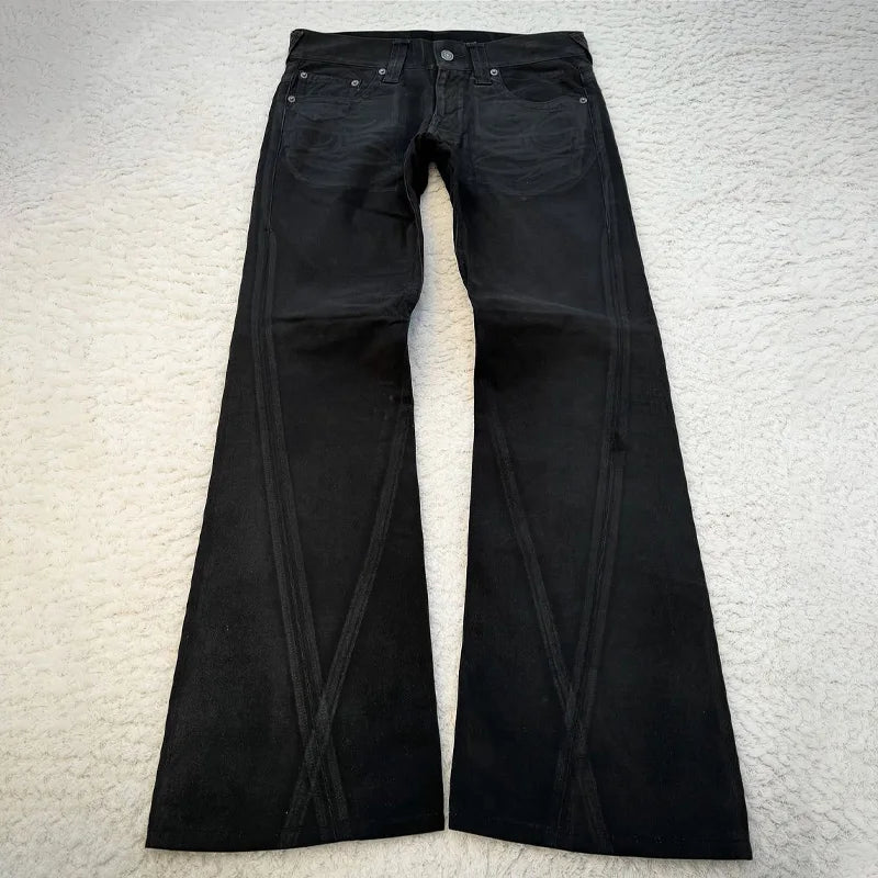Men's Embroidered Flared Denim Jeans for Casual Everyday Wear