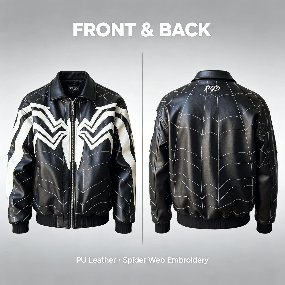 Spiderweb Graphic Long Sleeve Casual Front Closure Streetwear Jacket