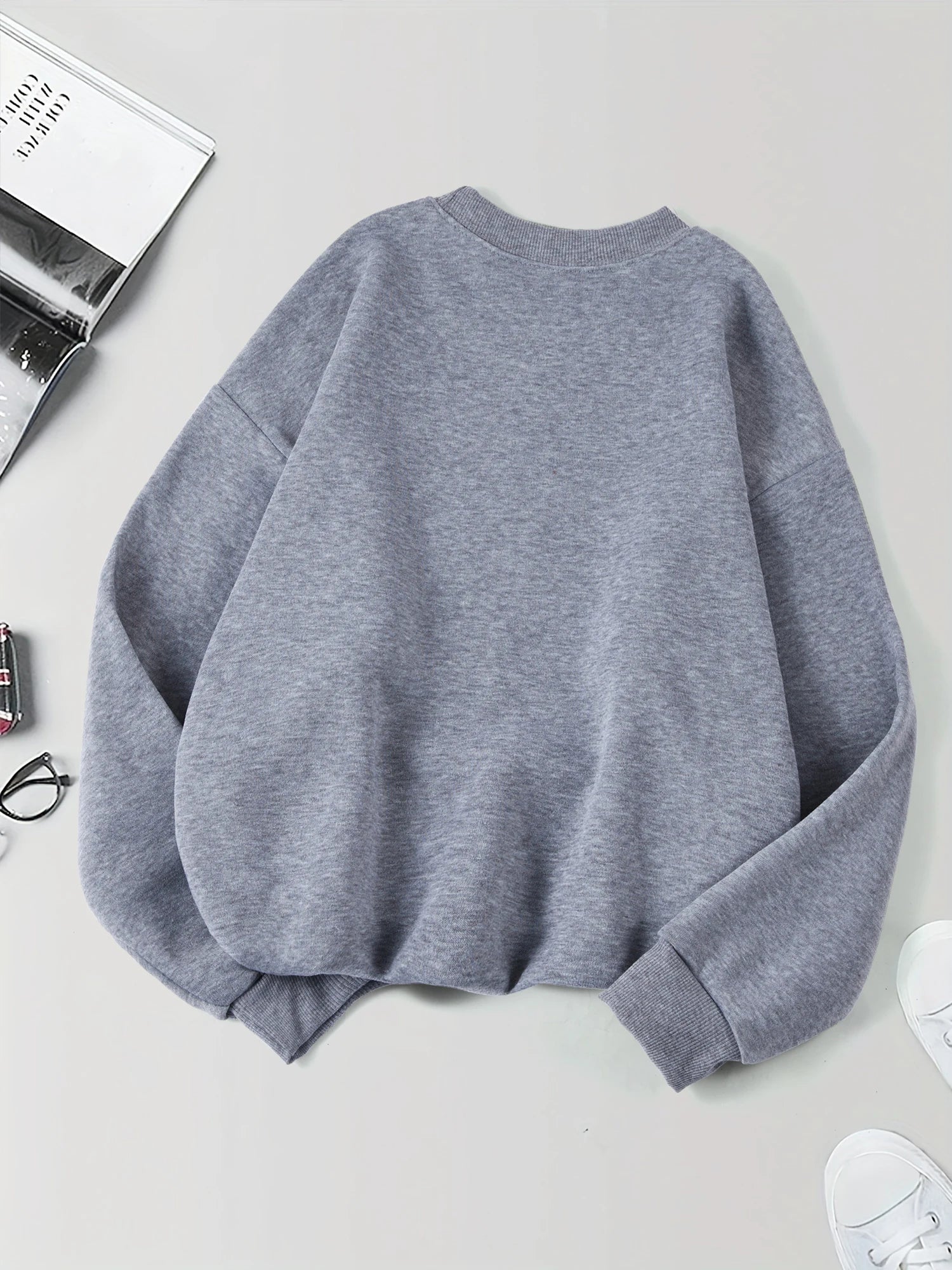 Letter Graphic Long Sleeve Pullover Casual Sweatshirt for Layering