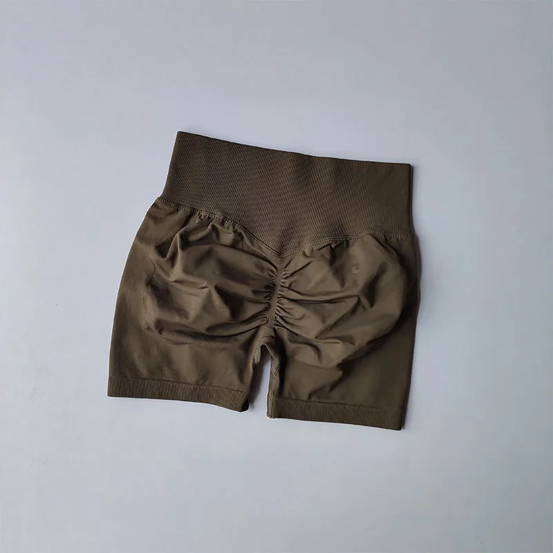 Women's High Waist Scrunch Back Polyester Shorts for Gym Workouts