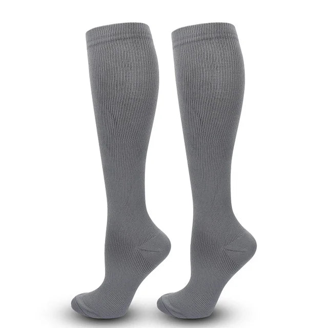 Solid Knee High Compression Socks with Original Size Options