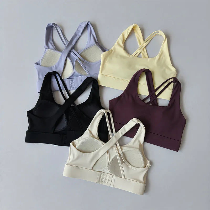 Women's Front Zip Keyhole Racerback Sports Bra