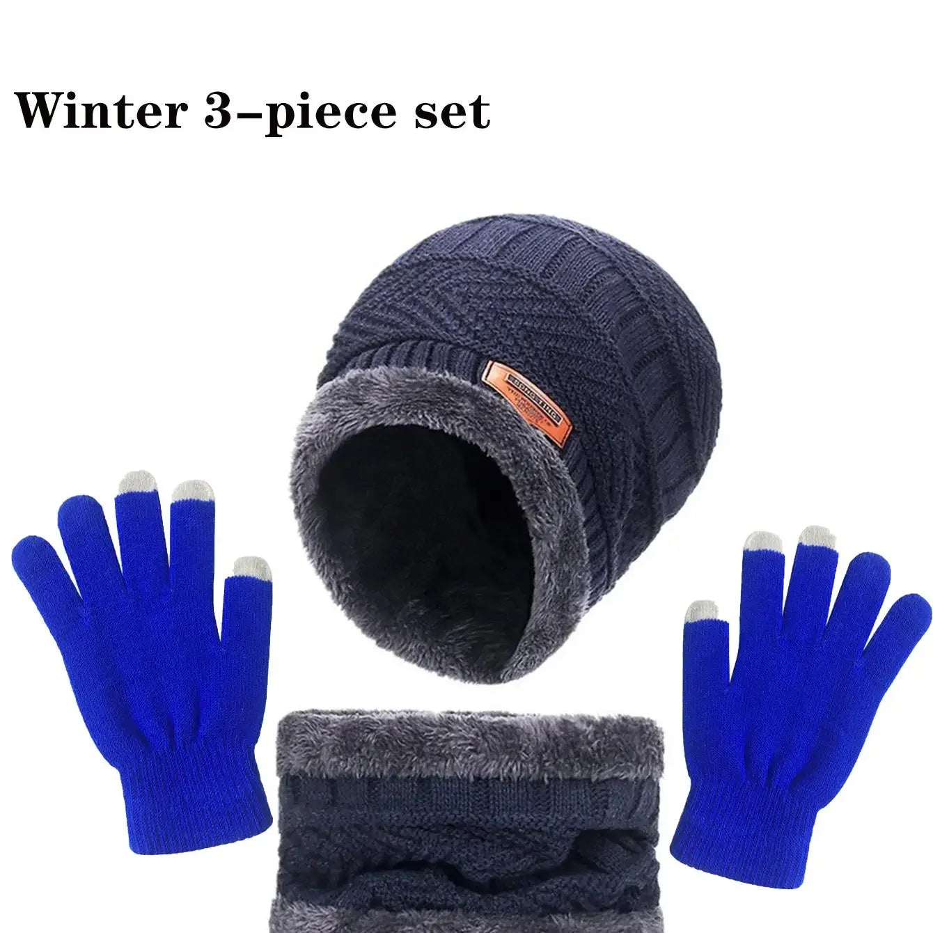 Knitted Beanie with Neck Warmer and Glove Style Options