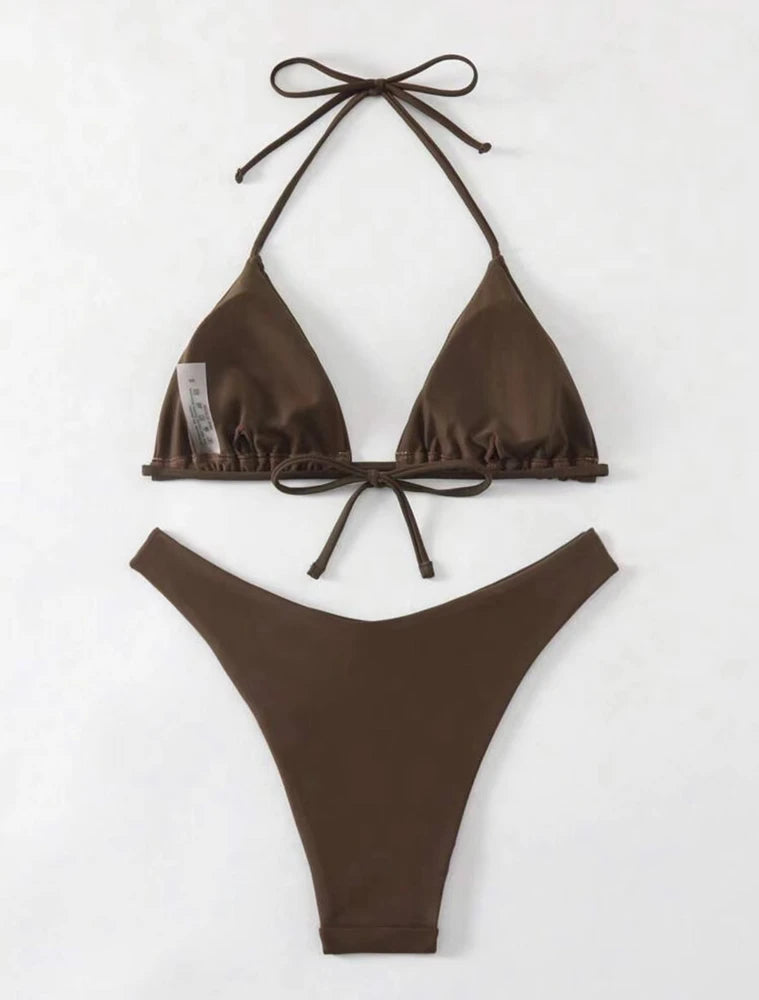 Solid Halter Tie Bikini