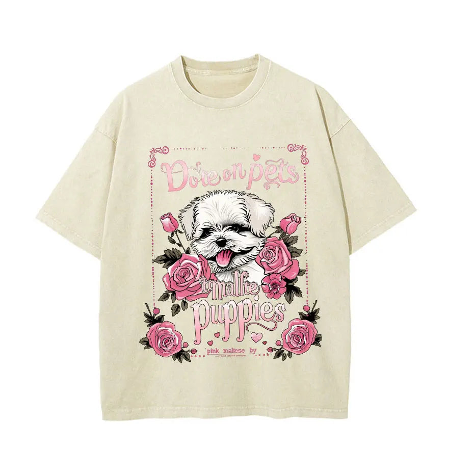 Japanese Cat Cartoon Graphic Baggy T-Shirt Men Streetwear