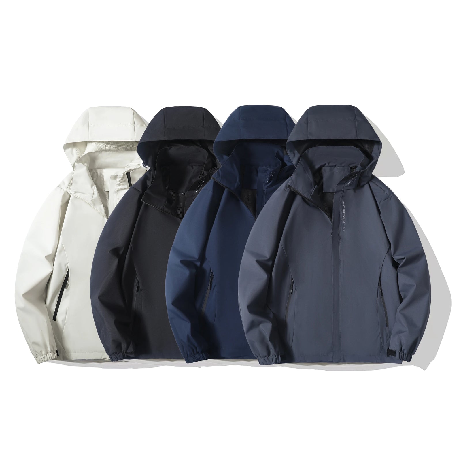 Hooded Long Sleeve Full Zip Outdoor Rain Jacket
