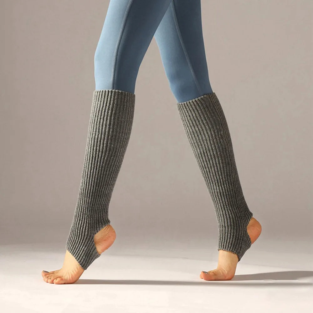 Ribbed Dance Leg Warmers with Open Heel Stirrup Shape